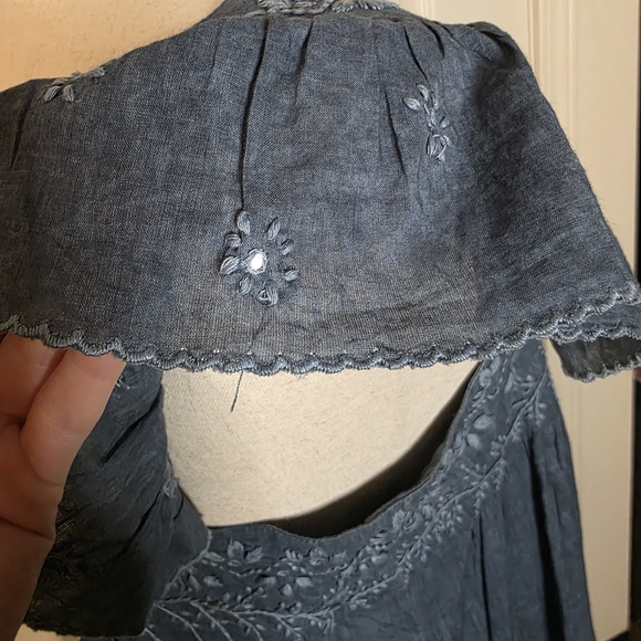 Juliet Dunn London Blue Embroidered Sleeveless Mini Dress - Picture 11 of 16